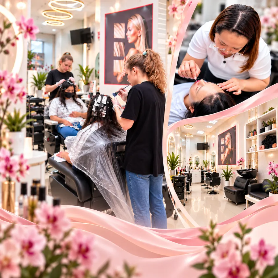 Hair colouring and eyebrow threading inside Hareem Hurain Ladies Salon, Satwa, Dubai