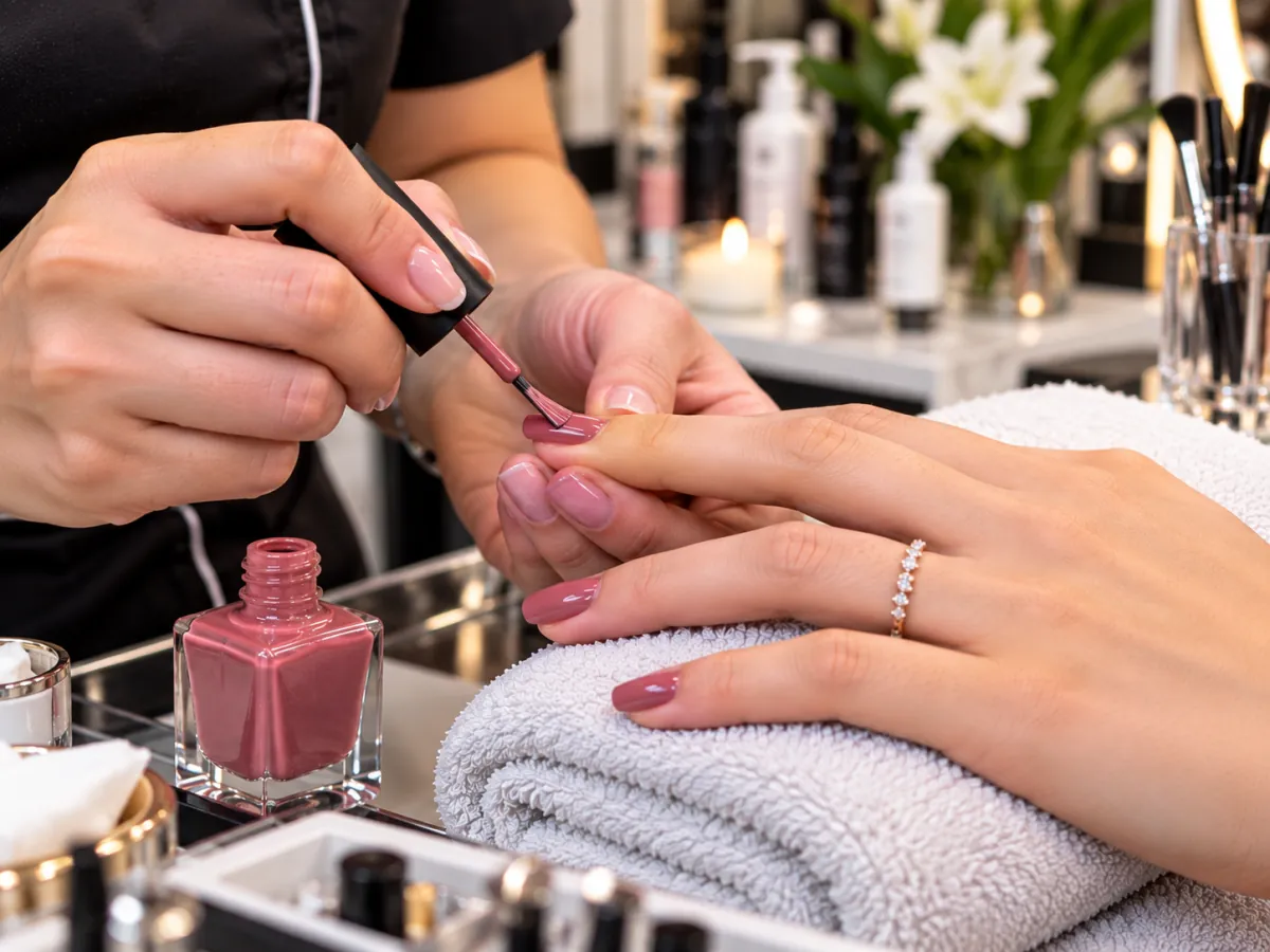 Manicure and nail polish at a ladies-only salon in Satwa, Dubai